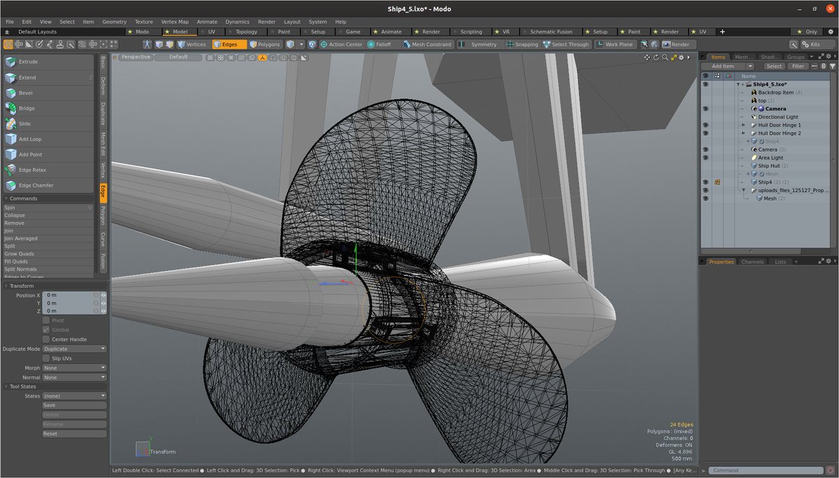 PierreJamesM's tweet photo. Finished the propellers of the supercavitation vessel in Modo. It was then sent out to Houdini for the chase sequence and Mari for texturing.
#create #3d #vfx #modo #ue4 #houdini #actionmovie #scalemodels #scifimovie #canadiantalent #canadianproduction #morethenafilm https://t.co/xIw2aMR7lk