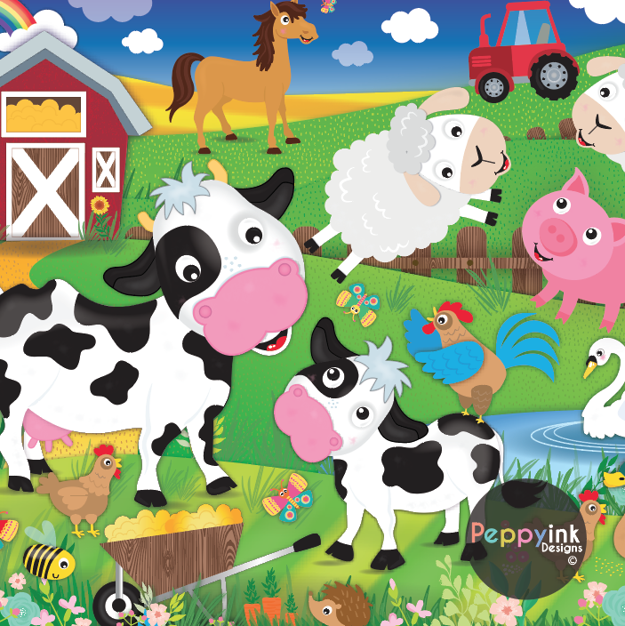 PeppyinkDesign's tweet photo. We design for toys, books, and novelty kids products, how cute is this below farmyard illustration😍 @PeppyinkDesign https://t.co/i1ixdOSPvM