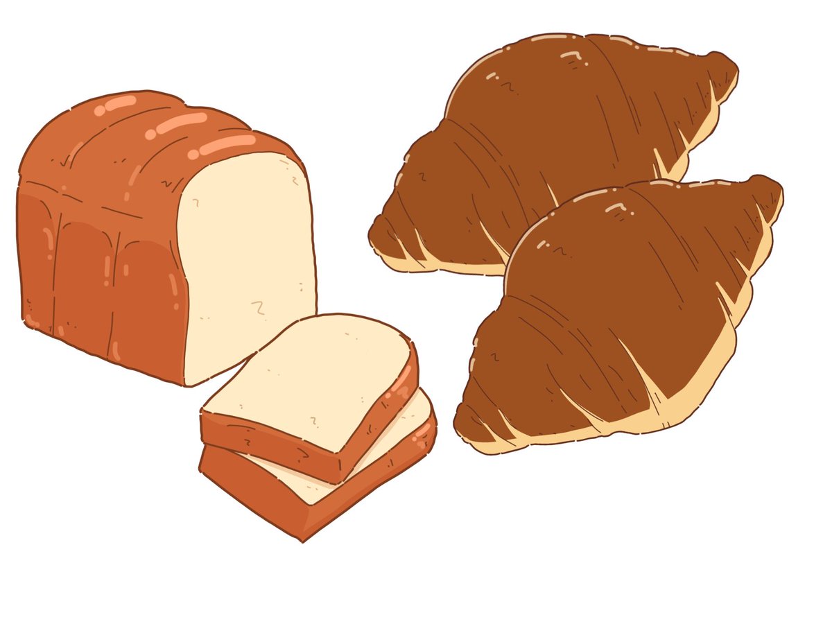 パン2種類描きました 食パンとクロワッサンです フリー素材ですので よけれ 兼子良のイラスト