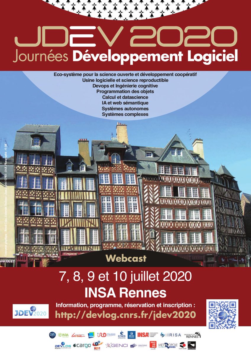 CSIESR's tweet photo. Les #JDEV2020 (Journées du DEVeloppement logiciel) visent à l'amélioration de la qualité et de la pérennité des productions logicielles. Retrouvez toutes les informations sur https://t.co/5Iq9Ks99zO, pour suivre cette événement @INSA_Rennes en ligne [cc @cnlogicielle]. https://t.co/wE1lKUmNhX