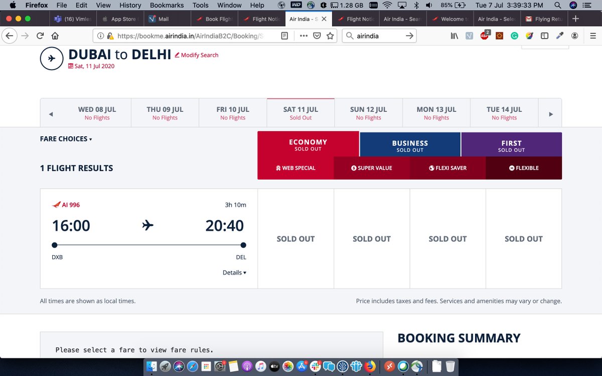 rohitroyale's tweet photo. @cgidubai @DrSJaishankar @DGCAIndia @HardeepSPuri @airindiain #VandeBharatMissionphase4 #VandeBharatMission @PMOIndia @MoCA_GoI 

 Flight shown sold out before the actual start of sale time. After 4 PM UAE time also is shows sold out. https://t.co/ZiK65HdJbS