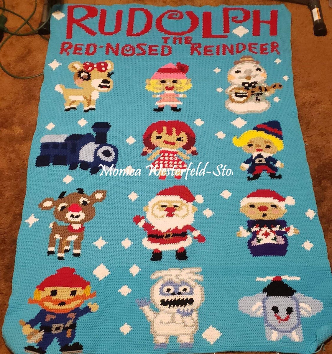 CglGraph's tweet image. Member Monica Westerfeld-Stoots completed our Rudolph Crochet Along.  She used &quot;H&quot; Hook, with final measurements of 65 x 44 1/2.