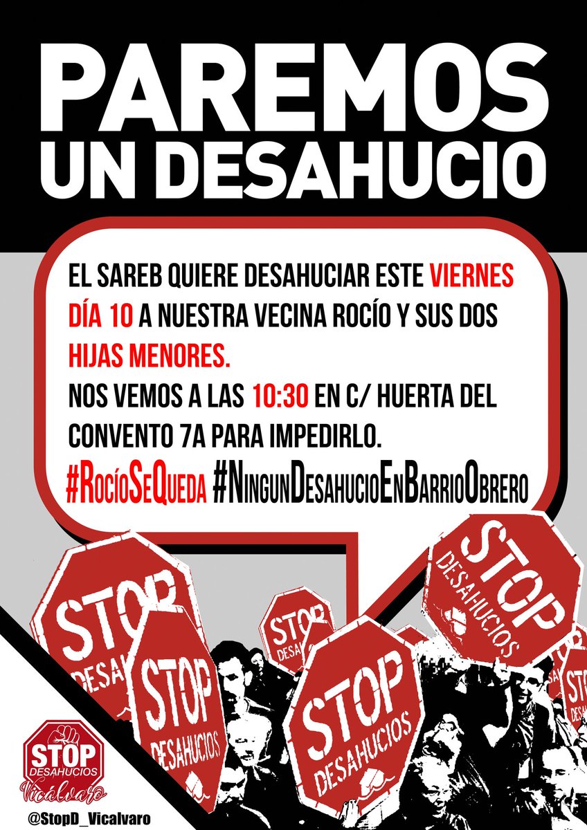 En plena pandemia, el #SAREB quiere dejar a Rocío y a sus dos hijas menores en la calle.
No lo vamos a permitir. #RocioSeQueda