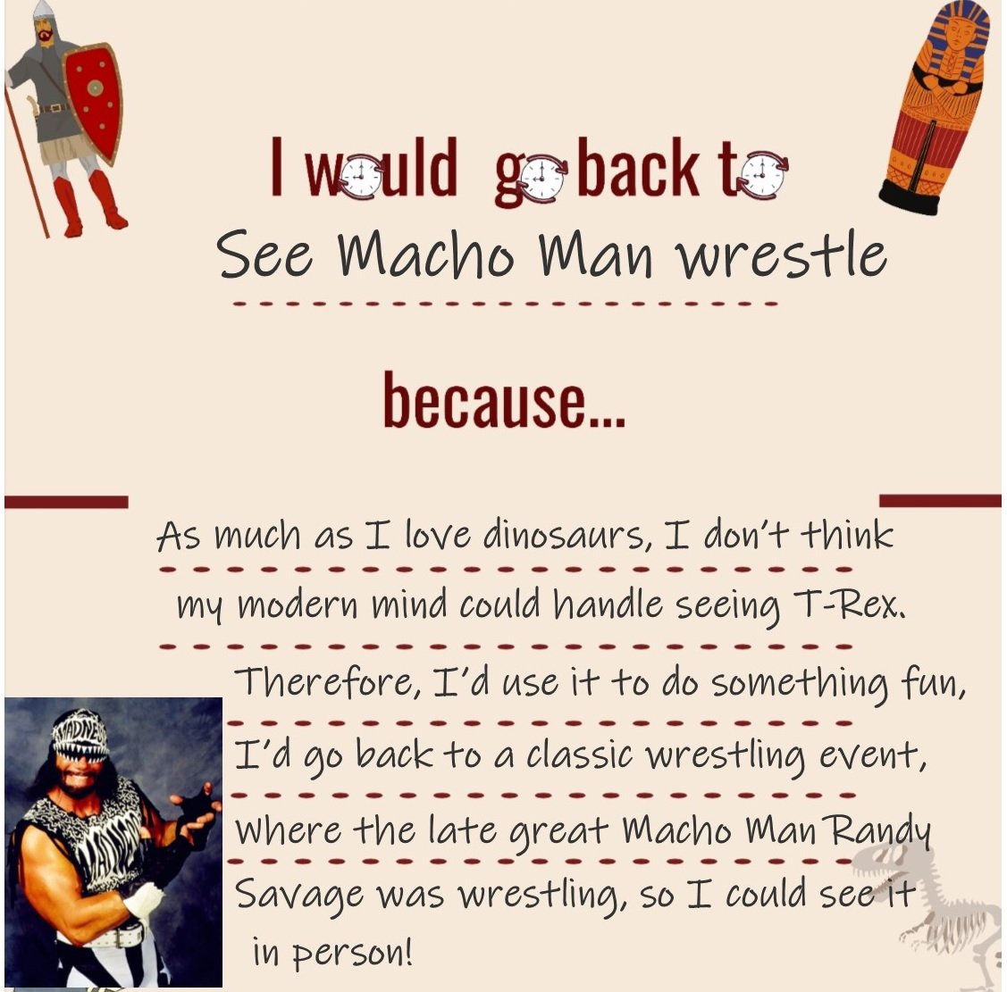 SimonDC_8's tweet photo. In response to @nptlibraries challenge if I could time travel #iwouldgobackto see #machomanrandysavage wrestle. I love history and dinosaurs, but i'd take the once in a lifetime opportunity to see a childhood hero in the ring in person!
#nptlearntogether https://t.co/I4zZTVK7z5