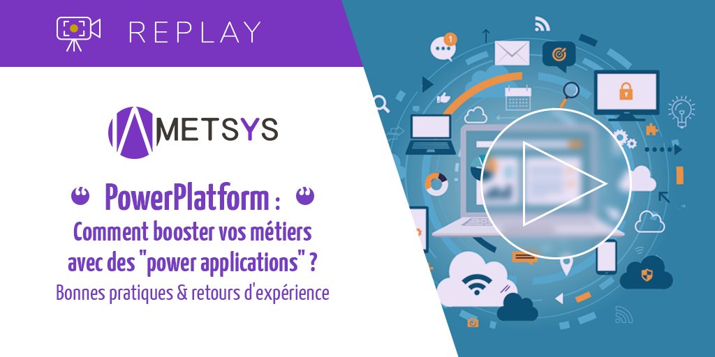 metsysgroup's tweet photo. [ACTUALITÉ] – Retrouvez le replay du webinar PowerPlatform : Comment booster vos métiers avec des « power applications » ?

✅ https://t.co/UFHeylQRl7 

#Powerapps #Idéation #AppsFactory #Gouvernance #NoCode #PowerPlatform #COE #Metsys #Microsoft https://t.co/wprzlO4f2h