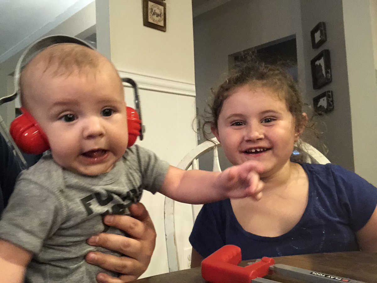 Millenniarch's tweet photo. The kids are on it! Does anyone need something fixed? #Dadlife #Parenting #Momlife #Toddlerlife #Babylife #tooltime #fixit https://t.co/g4uEbHKO2Z