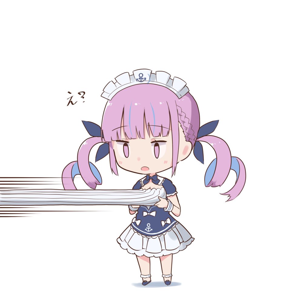 minato aqua 1girl solo maid headdress chibi colored inner hair twintails purple hair  illustration images