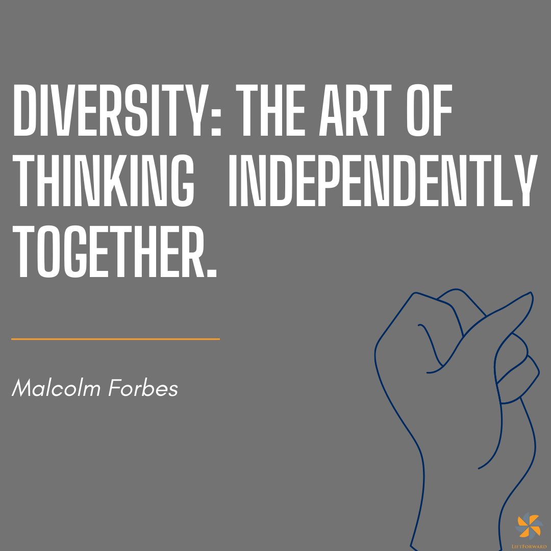 LiftForward's tweet image. A reminder that diversity and inclusion in the workplace creates an innovative atmosphere. LiftForward is proud to continuously abide by these values. #diversity #workplace