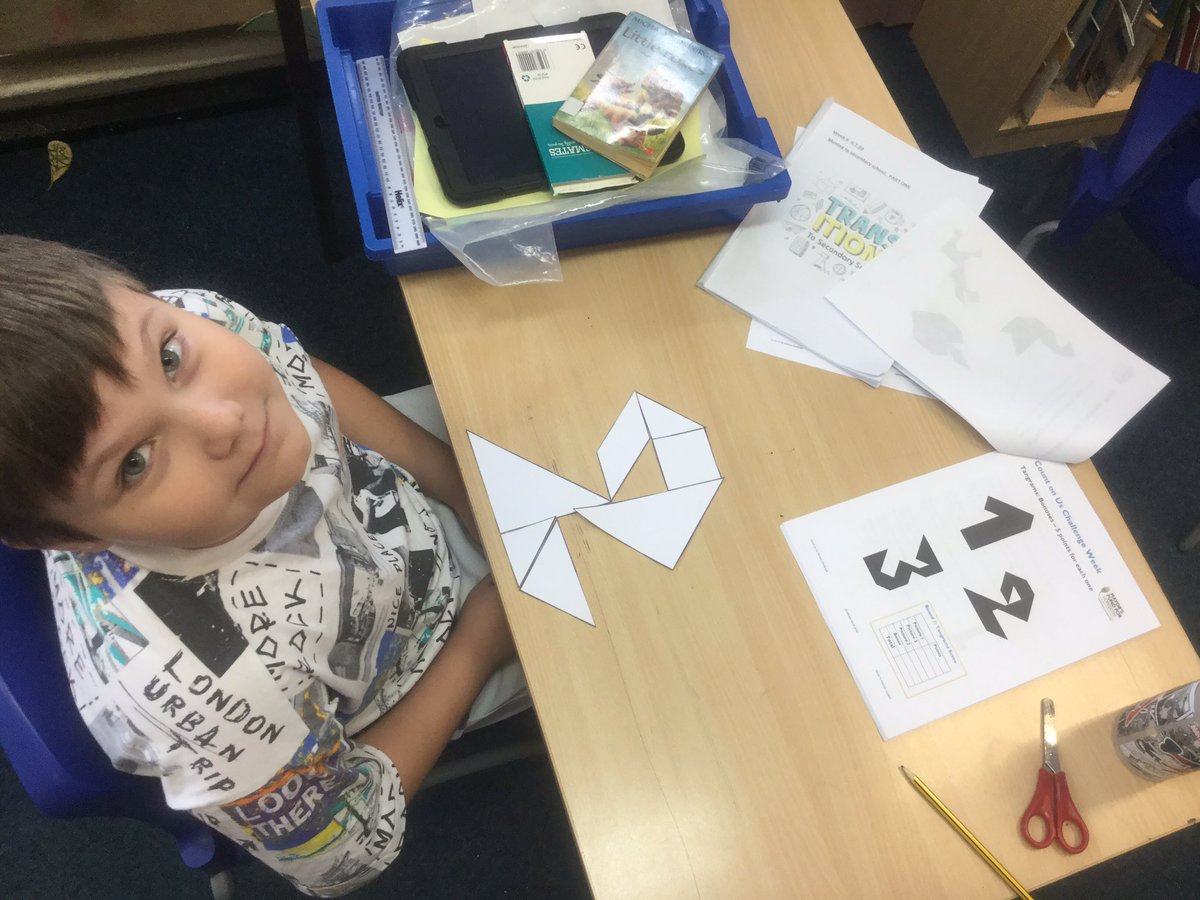 NelsonPriSchool's tweet photo. Tangram challenge. Our year 6 in school are enjoying the #countonus challenge. @mayorsfund https://t.co/aRZpIDNa6V