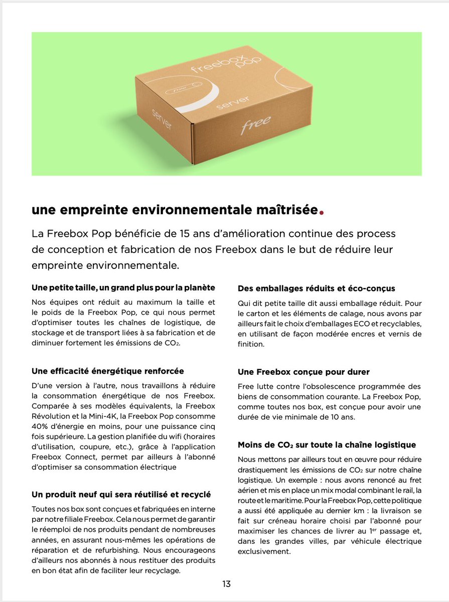 #FreeboxPop, un chemin vers la neutralité carbone :
✅ 40% d'énergie en moins
✅ 10 ans de vie minimum pour lutter contre obsolescence programmée
✅ recyclage anticipé
✅ moins de C02 sur la chaîne logistique 
<a href="/brunepoirson/">Brune Poirson</a> <a href="/AgnesRunacher/">Agnès Pannier-Runacher 🇫🇷🇪🇺</a> <a href="/sorianotech/">Sébastien Soriano</a> <a href="/theShiftPR0JECT/">The Shift Project</a> <a href="/P_Chaize/">Patrick Chaize</a>