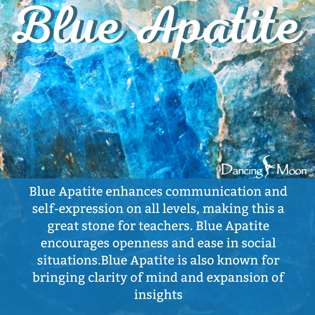 DancingMoon1990's tweet photo. Are you ready to turn your dreams into reality? Blue Apatite wants to come along for the ride!! #gemstones #dancingmoon 🤩🌎🌛 https://t.co/hWoxLcsi3g