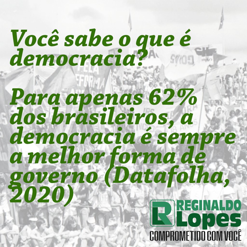 oreginaldolopes's tweet photo. A democracia pode ter defeitos e imperfeições, às vezes ela pode até esconder um sistema ditatorial, mas é a única forma de se buscar a justiça social almejada
#comprometidocomvocê https://t.co/vC4UanH96P