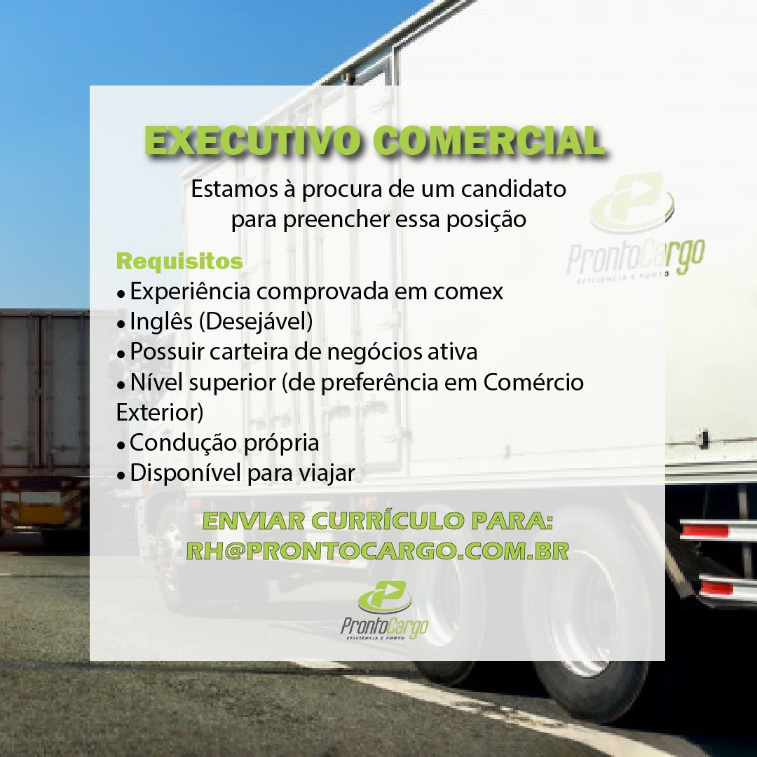 prontocargobr's tweet photo. A Pronto Cargo está com duas vagas abertas para Executivo Comercial para nossa filial em São Paulo.
Os interessados deverão enviar o currículo através do e-mail: rh@prontocargo.com.br

Faça parte desse time que só cresce! #VemProTimeProntoCargo https://t.co/Gcpf2djcxm