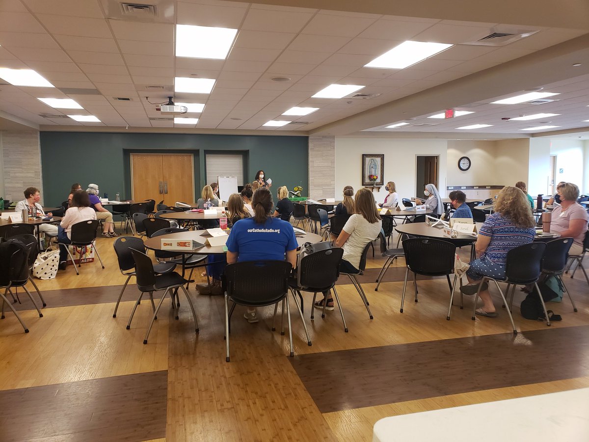 JC_Burkett's tweet photo. We welcomed 24 participants to the Catechsis of the Good Shepherd training this morning. Masks, social distancing and hopefully a lot of prayerful learning. Thanks to St. Gerard Majella for hosting @Archstl_ACA for support and @CatholicEdSTL.  It's good to be face to face! https://t.co/2CNBNuy5GU