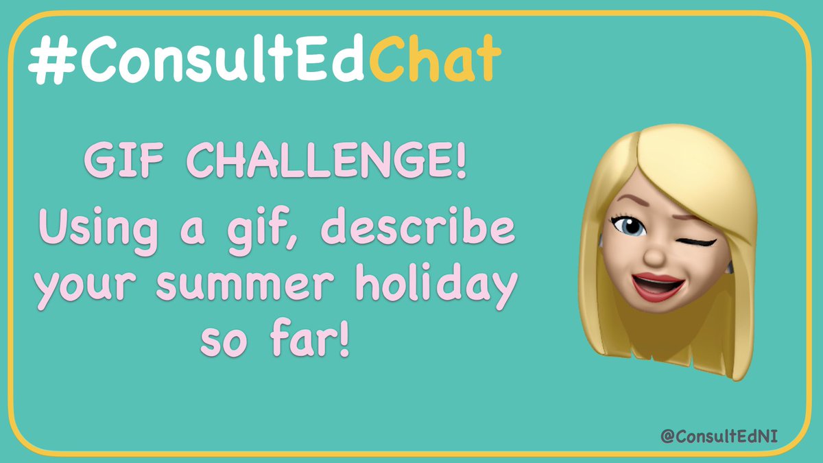 ConsultEdNI's tweet photo. Bit of a fun close to #ConsultEdChat .. Gif Challenge!! @BlendEd_NI @TwinklNI @KialoEdu @IrishTeachers @LeonEduNI @TrueEducation_P @edtechteam @AppleEDU #educhat #EducationTuesday https://t.co/luo67p87AV