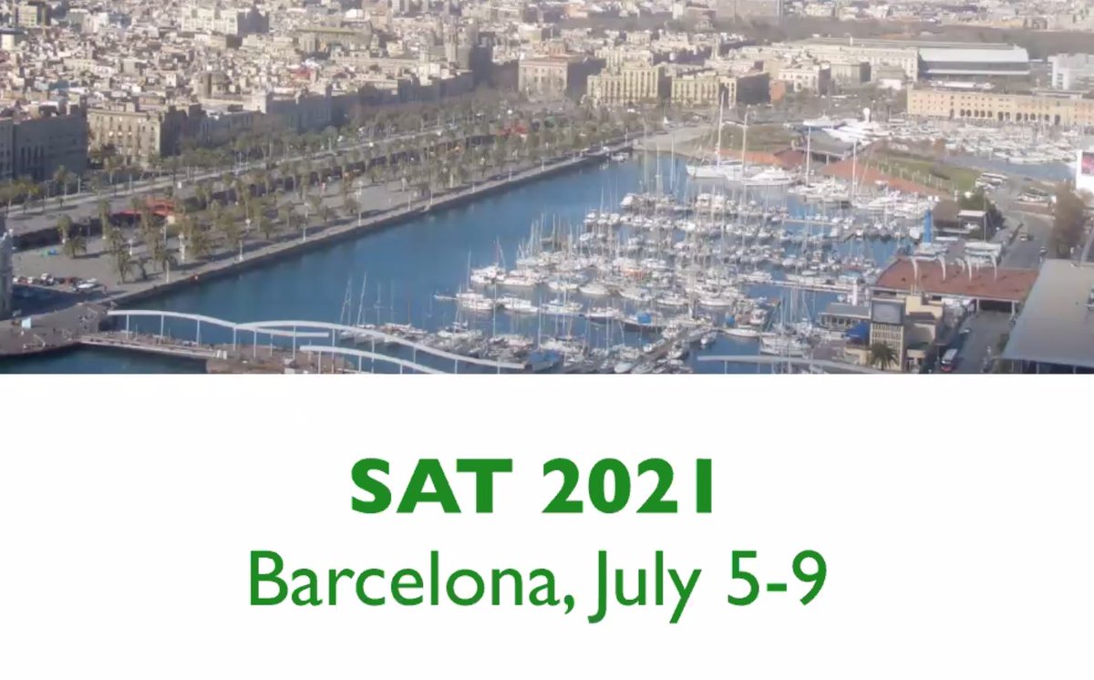StefanSzeider's tweet photo. SAT2021 will be in Barcelona, July 5-9. Hopefully as a physical conference again. I miss the the personal meeting this year + chatting with colleagues very much, not to mention being on site in Sardinia... @SAT2020conf https://t.co/lTNUEE6S27