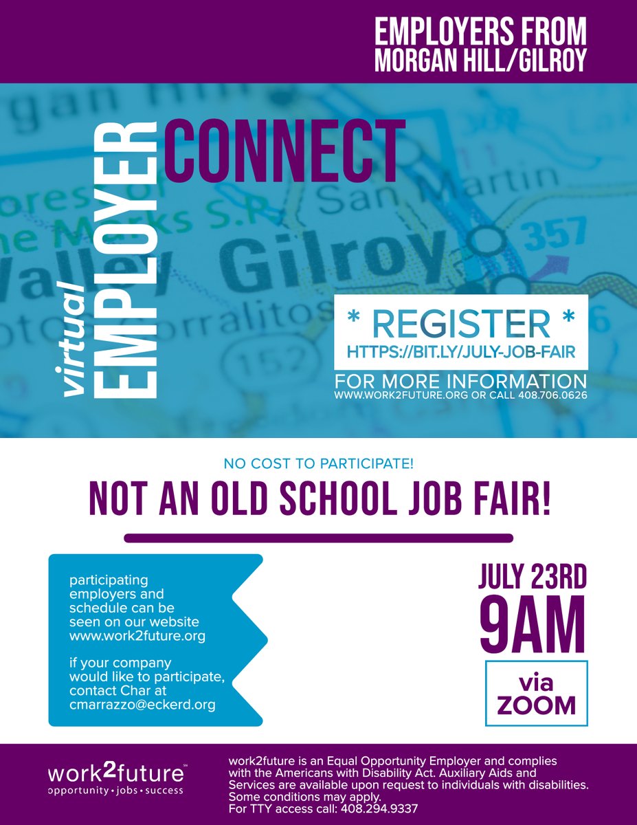 ChooseMorganHil's tweet photo. Attention job seekers!  South County's first virtual job fair will be held on July 23rd at 9 a.m. See attached flyer for more details. https://t.co/m22R9FW5iH