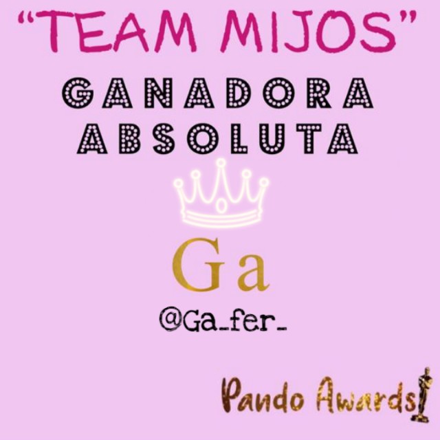 pandoawards_'s tweet photo. En las siguientes categorías tenemos ganadoras absolutas ya que fueron las únicas nominadas 🥳Felicidades, mañana les llegará su premio 🏆🤣

~La más "Team Mijos"~
GANADORA ABSOLUTA
@ga_fer_ 
¡Felicidades!🤍 https://t.co/ZeJYJ0YN4t