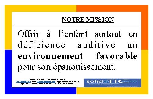 MISSION DE L'ONG SOLIDATIC BÉNIN