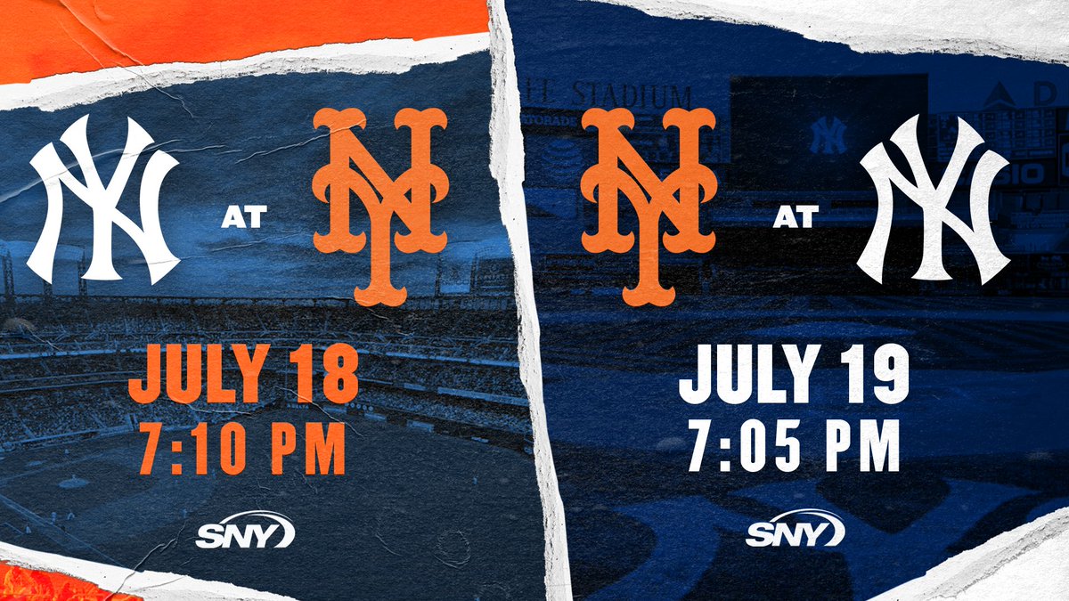 #SubwaySeries: exhibition style. ⚾️

Saturday, July 18 - 7:10 p.m
Sunday, July 19 - 7:05 p.m.

Watch both games on <a href="/SNYtv/">SNY</a>. #LGM