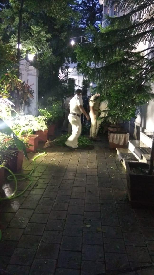 ANI's tweet photo. Mumbai: Premises of Dr BR Ambedkar's house 'Rajgruha' was vandalised by unidentified persons, earlier today. CCTV cameras were also damaged. Police at the spot. #Maharashtra https://t.co/mV7uuDCFCv