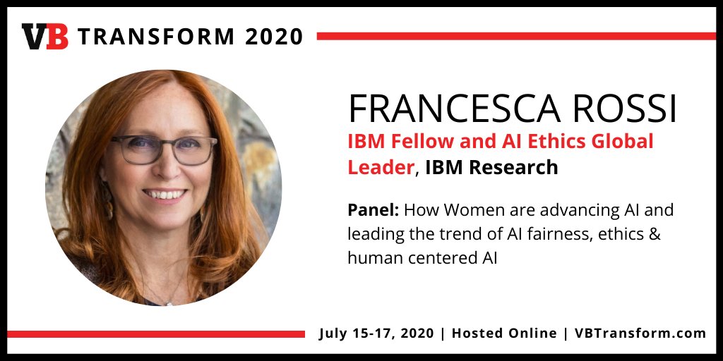 VentureBeat (@venturebeat) on Twitter photo We're excited to have Francesca Rossi of <a href="/IBMResearch/">IBM Research</a> joining at VB Transform's Women in AI Breakfast, hosted online this July 15th. 
Register today for access: bit.ly/VBTweet
#VBTransform We're excited to have Francesca Rossi of <a href="/IBMResearch/">IBM Research</a> joining at VB Transform's Women in AI Breakfast, hosted online this July 15th. 
Register today for access: bit.ly/VBTweet
#VBTransform