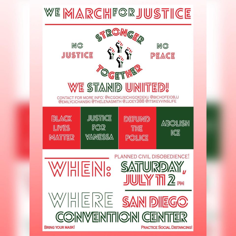 NurchLady's tweet photo. Protest Saturday July 7th in San Diego
https://t.co/FLy4CQtHHB

#blackandbrownpower #strongertogether #sdprotests #sdprotest619 #BlackLivesMatter #sandiego #protests #justiceforvanessa #defundthepolice #abolishice #blmsandiego https://t.co/YSNT25LpJT