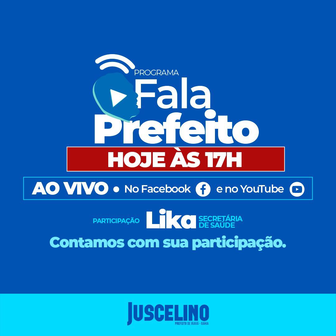 JosafaJ83992933's tweet photo. *JUSCELINO SOUZA:*
Hoje às 17h tem #FalaPrefeito. Estarei com a secretária de Saúde, Lika, onde iremos atualizar as informações sobre a guerra contra o novo #coronavírus em Irará. Ativa o lembrete 🔔 para não perder nenhum momento 👉 https://t.co/ojxpYM2dt1 https://t.co/QqZBKpPtD3