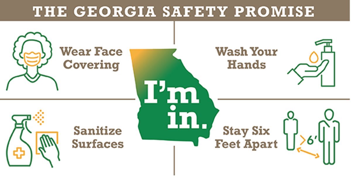 GovKemp's tweet photo. Yesterday, we launched the Georgia Safety Promise, a pledge between business owners and the public to partner to encourage best practices and heed the guidance of public health officials. Working together, we can stop the spread! Read more here: https://t.co/HYb5HetgXs https://t.co/1WiuCMPRrZ