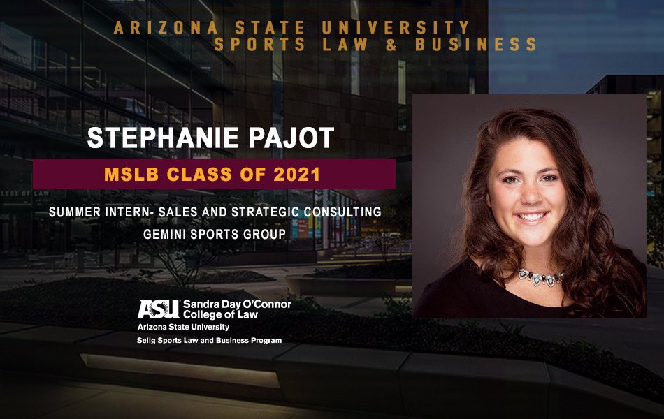 SeligSLB's tweet photo. 🚨JOB ANNOUNCEMENT🚨

Congrats to current SLB student @Stephpajott on her summer internship with @geminisports! 🔱 https://t.co/nh24pQjOmV