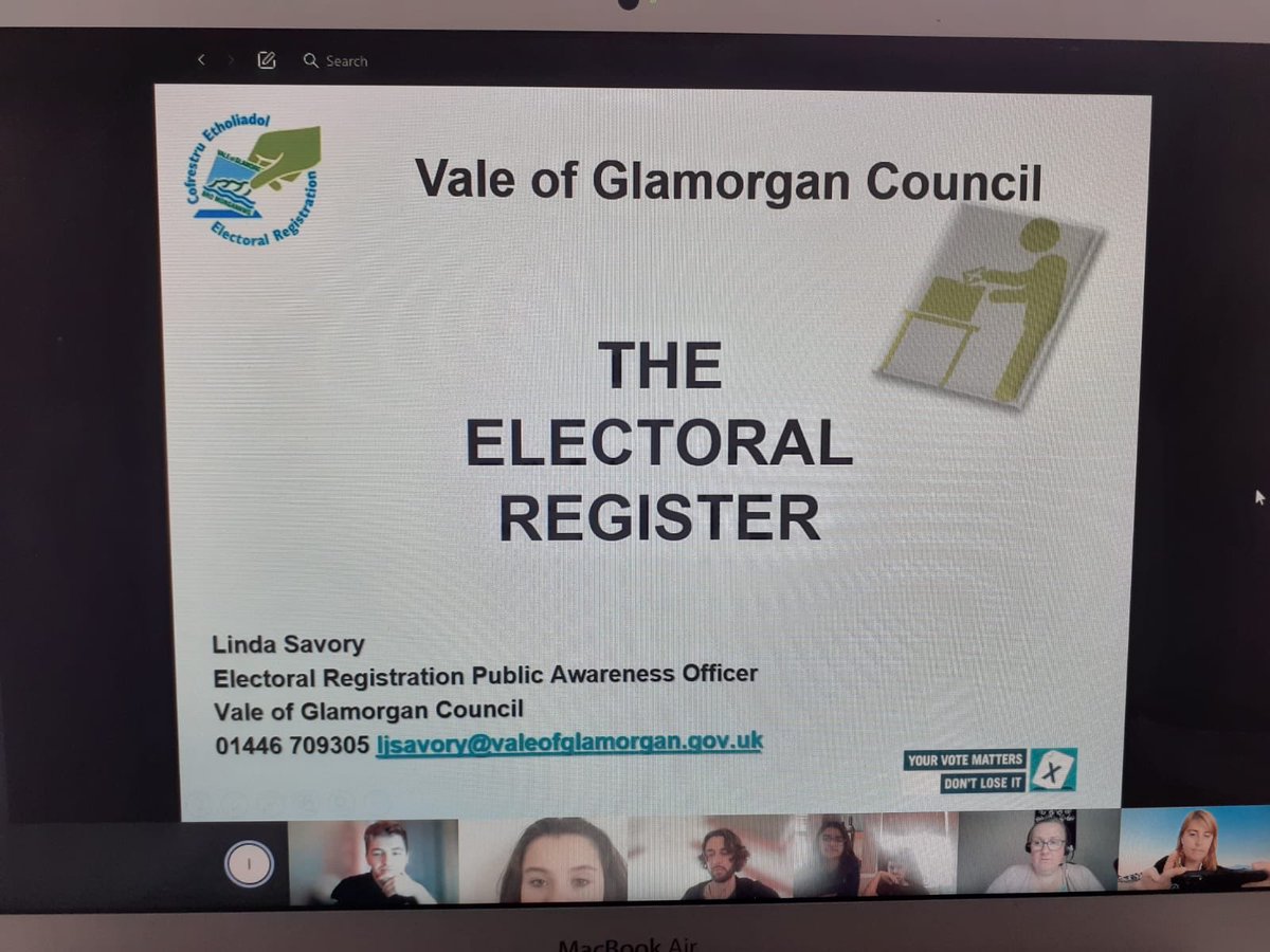 VOGYouthMayor's tweet photo. Great Youth Cabinet meeting via Teams this evening. Thank you to @VOGCouncil’s Linda Savory who presented essential info on how young people can register to vote in the Senedd Elections. #YouthCabinet #Votingat16 @vysvale @VOGCouncil https://t.co/aqCe8dx68j