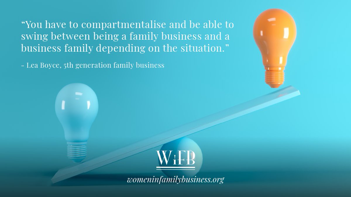 “You have to compartmentalise and be able to swing between being a family business and a business family depending on the situation” - Lea Boyce, 5th generation family business 

#WomenInFamilyBusiness #Familybusiness #Womenleaders #entrepreneur #quote
