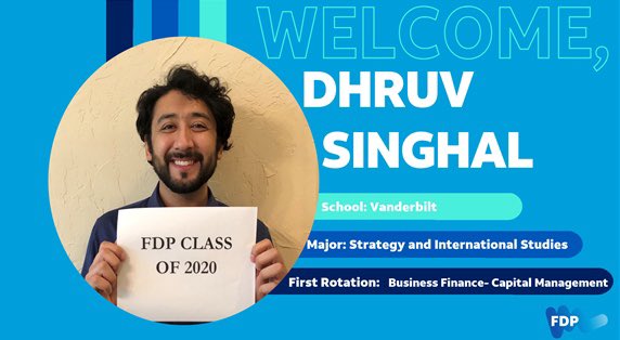 Finance_FDP's tweet photo. Weโve made it to the final day in our count down! ๐๐๐ Join us in welcoming Dhruv! ๐ฅณ #LifeatAtt #AttFdp #Classof2020 #FutureFinanceLeader https://t.co/PgPCQcdtte