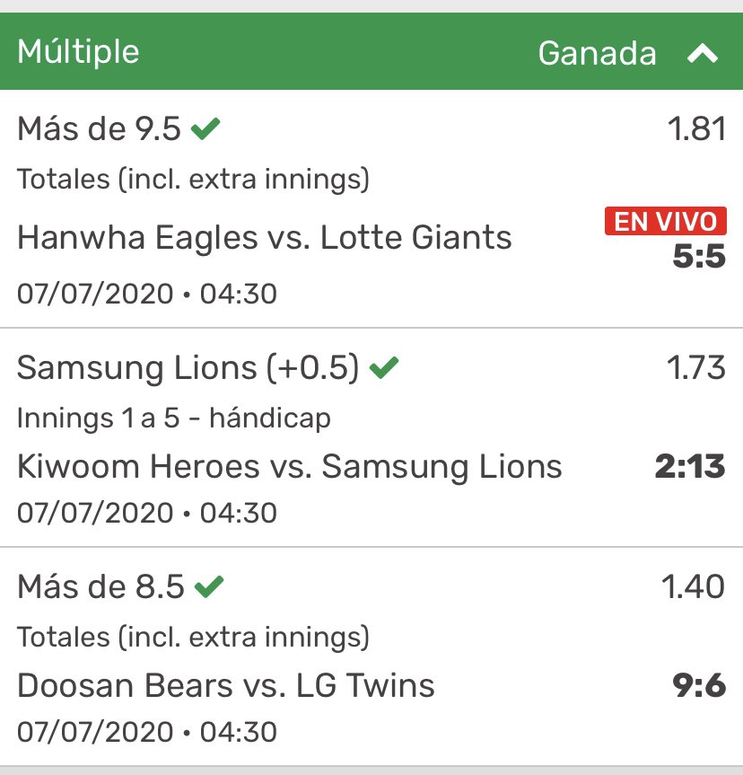 Gran parlay  con momio de +350 de mis amigos:
@FC_GoldenPicks <a href="/Gilbert_bravo22/">Gilipollo</a>

Se cobró caminando, seguro nos traerán muchos  de estos en el futuro.