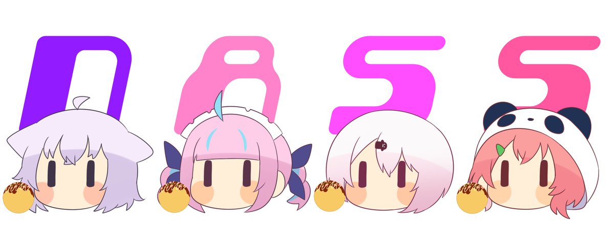 湊あくあ ,猫又おかゆ ,笹木咲 ,椎名唯華 「また1年後に #絵かゆ #あくあーと #しいなーと #笹の絵 」|トゥーミのイラスト