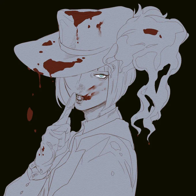 「静かに」 ※血 