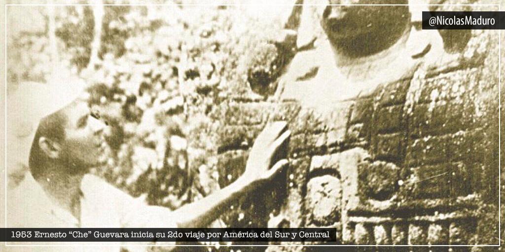 NicolasMaduro's tweet photo. Hace 67 años el Comandante Ernesto Guevara emprendió su segundo recorrido por la Patria Grande, viaje en el que forjó su espíritu humanista, revolucionario y de profunda sensibilidad, con el cual luchó durante toda su vida por la igualdad y felicidad de los pueblos. ¡Viva el Che! https://t.co/JlzBl8sfVo