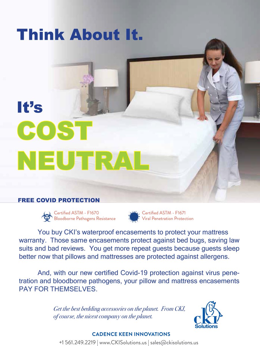 CkiSolutions's tweet photo. Keep your guests safe! Our Mattress encasements are certified ASTM-F1670 &amp; certified ASTM-F1671. 
.
.
.
#COVID19 #safety #mattress #Comfort https://t.co/5pA9gG9jSr