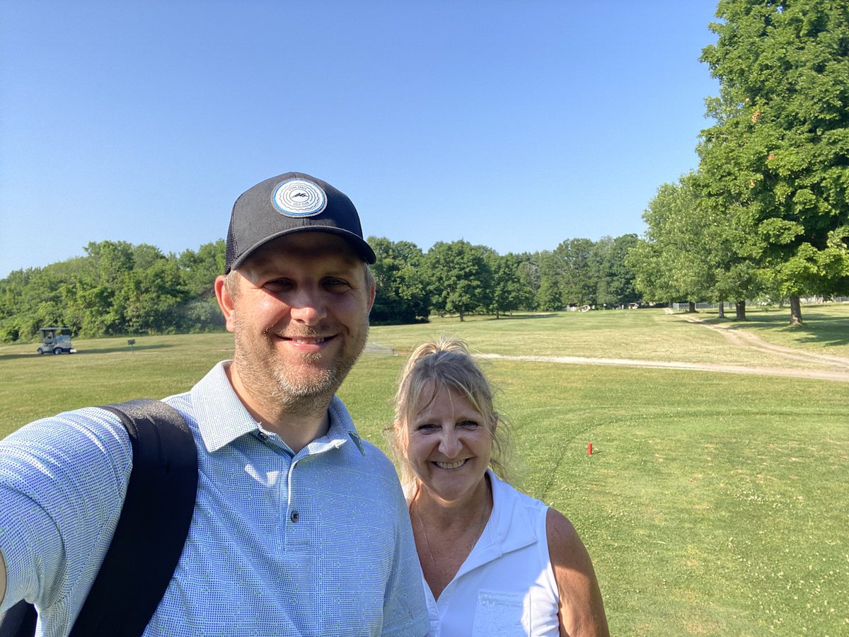 bachturner's tweet photo. First time playing Couchiching GCC in about 20 years. Last time lost an epic 3 hole playoff to @DaveMarkle66. This time lost to my mom. The course was a lot tougher then I remember it as a kid. #pepsitour #memories #golf4life https://t.co/gFJPn1VbUa