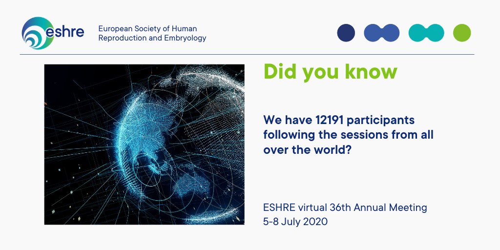 ESHRE's tweet photo. Thank you to all 12191 participants from all over the world to join our first virtual Annual Meeting. We are very happy to do this together with you.
https://t.co/ARtAaT2tdi
#ESHRE2020 #SafeLearningWithESHRE #SafewithESHRE #SafeScienceWithESHRE #ESHREvirtual https://t.co/KJbTFdtxA3