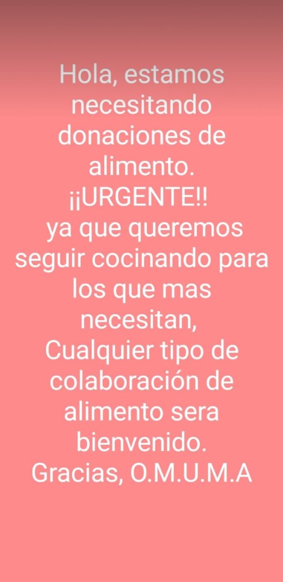 OMUMA23425981's tweet photo. Buen día,👇cualquier tipo de colaboración de alimento sera Bienvenido,ayudemos a los que menos tienen en este momento 🙏, cualquier consulta que quiera hacernos no dude en ponerse en contacto con nosotras. Gracias💖 https://t.co/QGhA2vq8OC