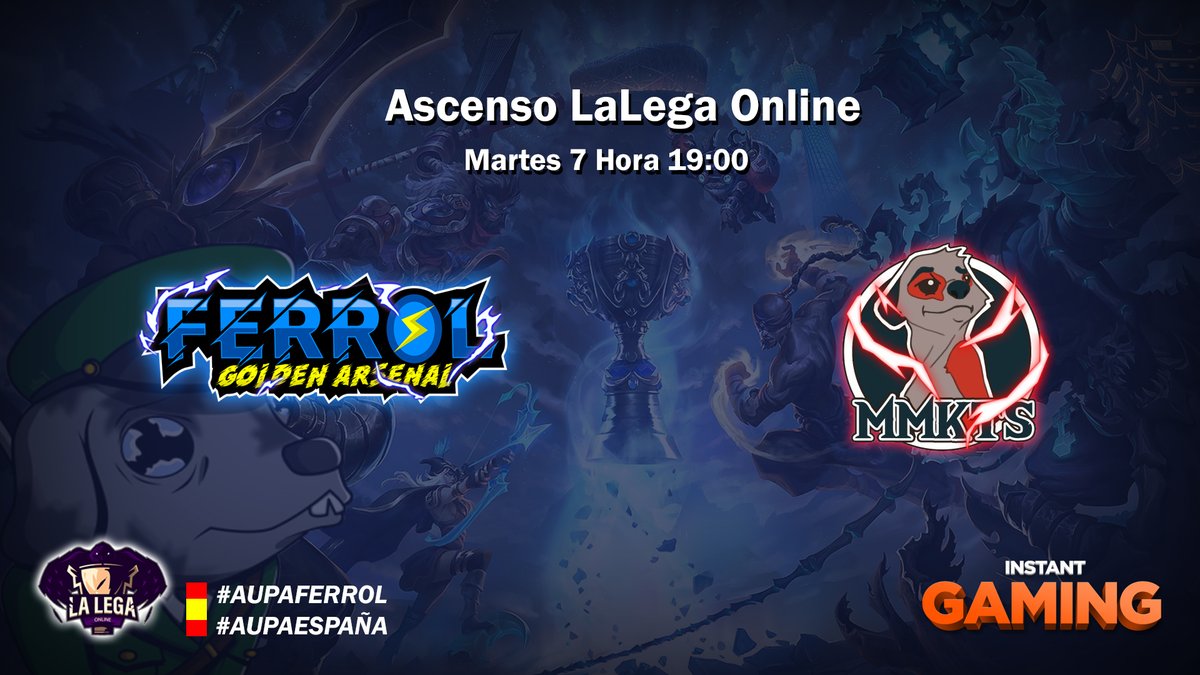 🔴 FASE DE ASCENSO

Esta noche <a href="/GRFerrolARS/">Golden Arsenal Ferrol</a> jugará el último partido de la temporada, en el que se decidirá si ascienden a 3ª División de <a href="/LegaOnline/">LaLegaOnline</a>. ¿Lo lograrán o deberán conformarse con ser los campeones de 4ª?

🆚 <a href="/MightyMeerkats/">Mighty Meerkats</a> 
🗓️ Martes 7 de julio
🕥 21:00
💙 #AupaFerrol