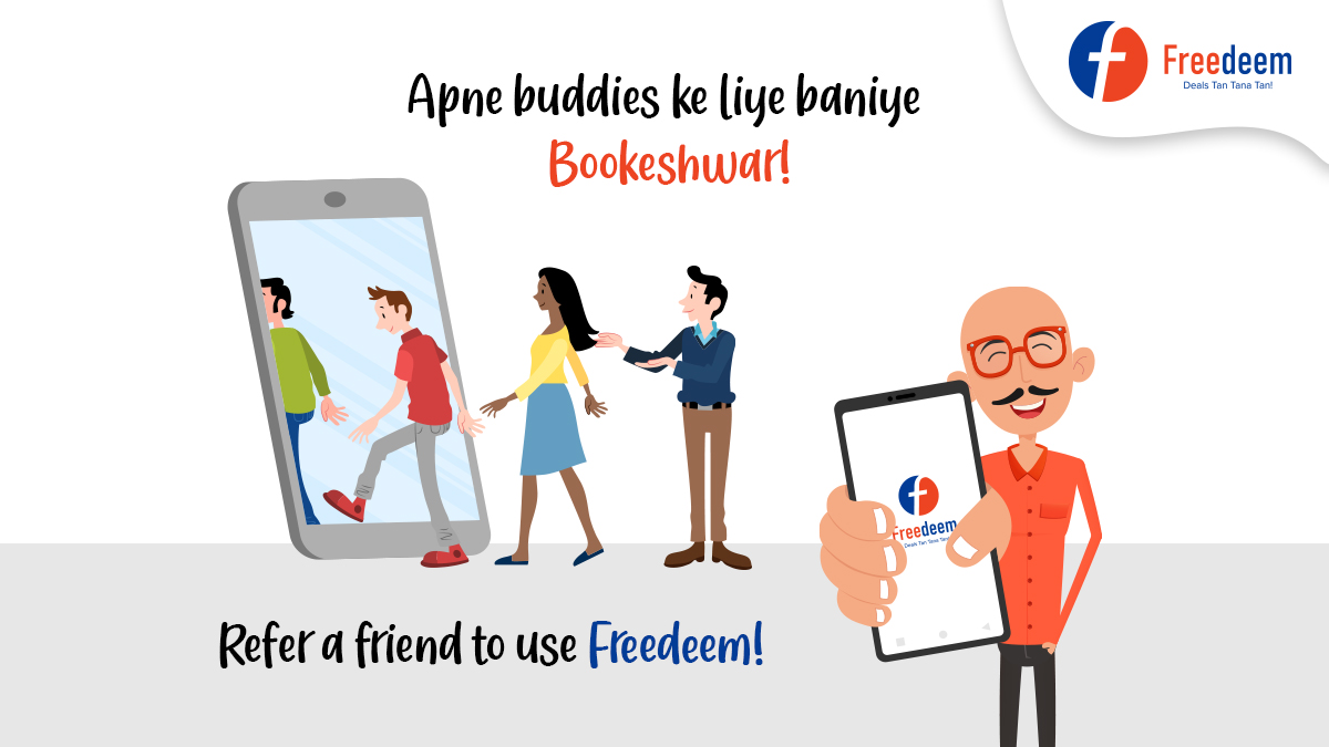 freedeem's tweet photo. Care for your buddies? Make sure that they shop in a safe environment. Refer your friends to use Freedeem so that they too can book visits to various stores and businesses.

#freedeemapp #bookmyvisit #bookmyvisitfeature #bookeshwar https://t.co/M4D4h5dTBv