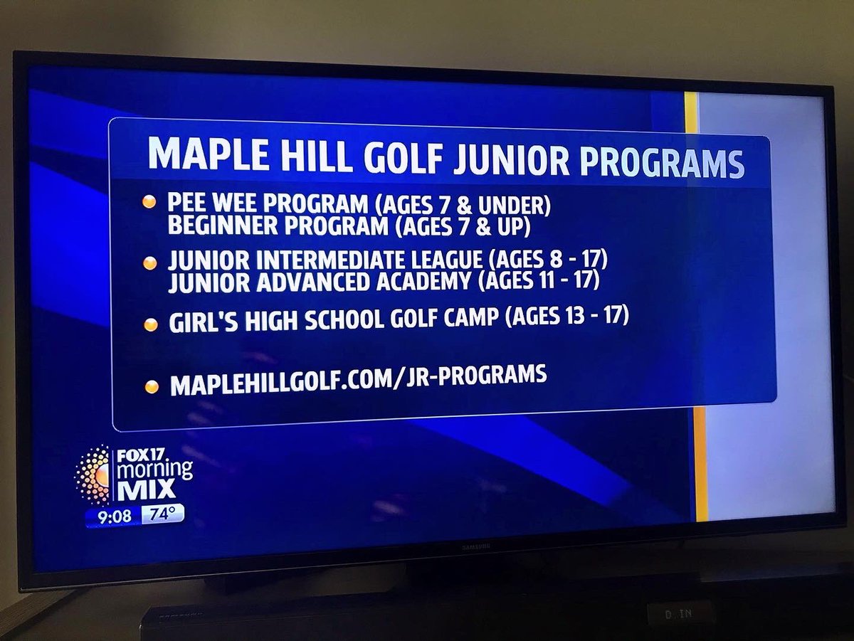 maplehillgolf's tweet photo. Our very own Jason Sanchez joined the @FOX17MorningMix this morning to discuss the upcoming #summer #juniorprograms at @maplehillgolf
#covidgolf #growthegame #safetyfirst #socialdistancing #golf #golfinstruction #westmichigan #grandrapids #grandville #juniors #zoomlife https://t.co/IFYYsmNNQ9