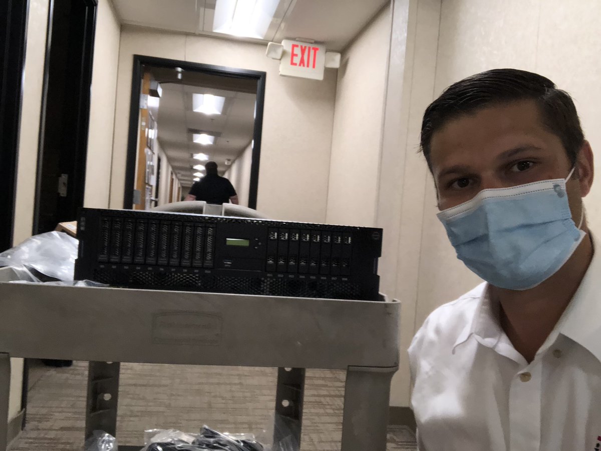 Installing #Power9 ‘s with Nathan Williams today in the Motor City! @iTech_Sol #IBMi #ibmchampion #masks