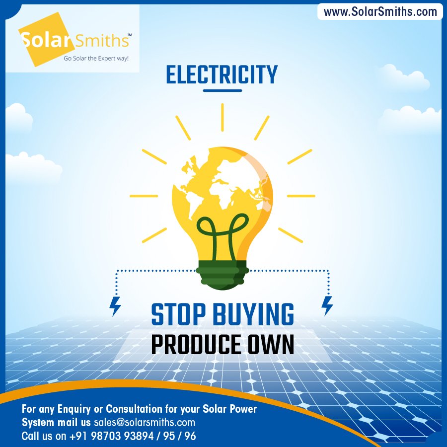Generate your own Power at Home
The savings can be huge. It’s good for your finances and the environment.
For More Information: solarsmiths.com/news/stop-buyi…
.
.
#Bestsolarcompany #solarcompany #solarinstallation #savebills #saveelectricitybills #produceown