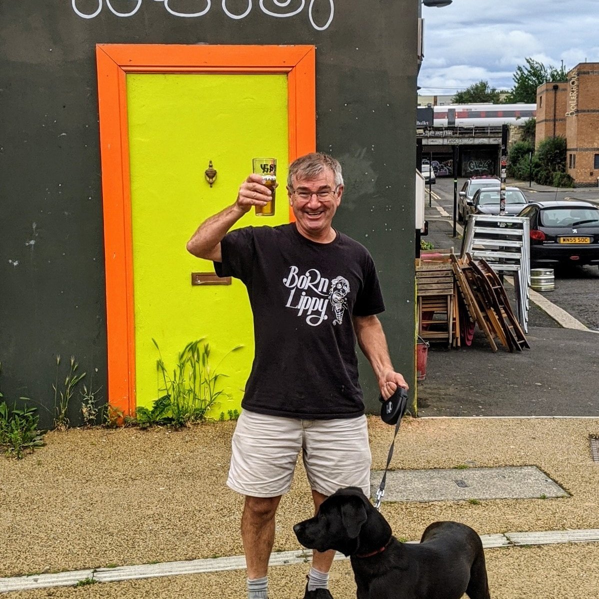 BornLippyNE's tweet photo. #supportlocal @BornLippyNE regular Phil sporting our T-Shirt which he printed at Logo BearNewcastle, standing oustide @weareernest who also run @CobaltStudios_ the venue where Born Lippy normally takes place. Get great tshirt prints: https://t.co/l19iTLaRYE #supportsmallbusiness https://t.co/3UGzkAtgC6