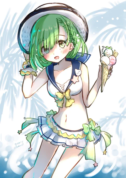 かこちゃん水着予想絵(ざざっとで失礼…)
私の好きなセーラーでどうだっ!!! 