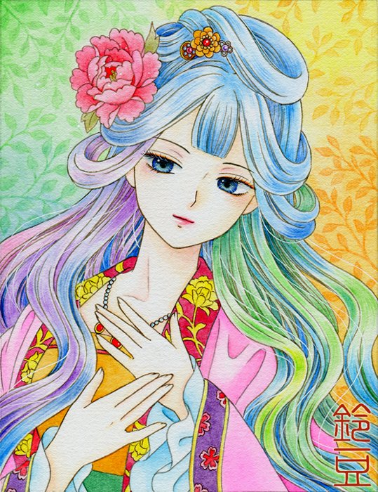 セリア ダイソー 100均 水彩色鉛筆 アナログイラスト 創作 鈴豆 まめたん のイラスト セリア ダイソー 100均 水彩色鉛筆 アナログイラスト 創作 鈴豆 まめたん のイラスト