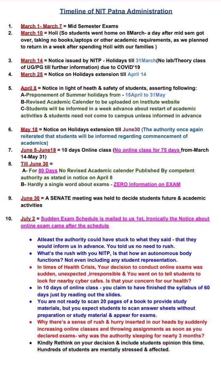 PRADYUM34844480's tweet photo. Cancel Nitp semester exam.Completely injustice with Nitp students from administration sides. We are not mentally prepare for this exam in this pandemic "Covid-19".
@yadavtejashwi
@pappuyadavjapl
@manojkjhadu
@HRDministry
@ravishndtv
@AskAnshul
@dhruv_rathee https://t.co/vNcHXgztod